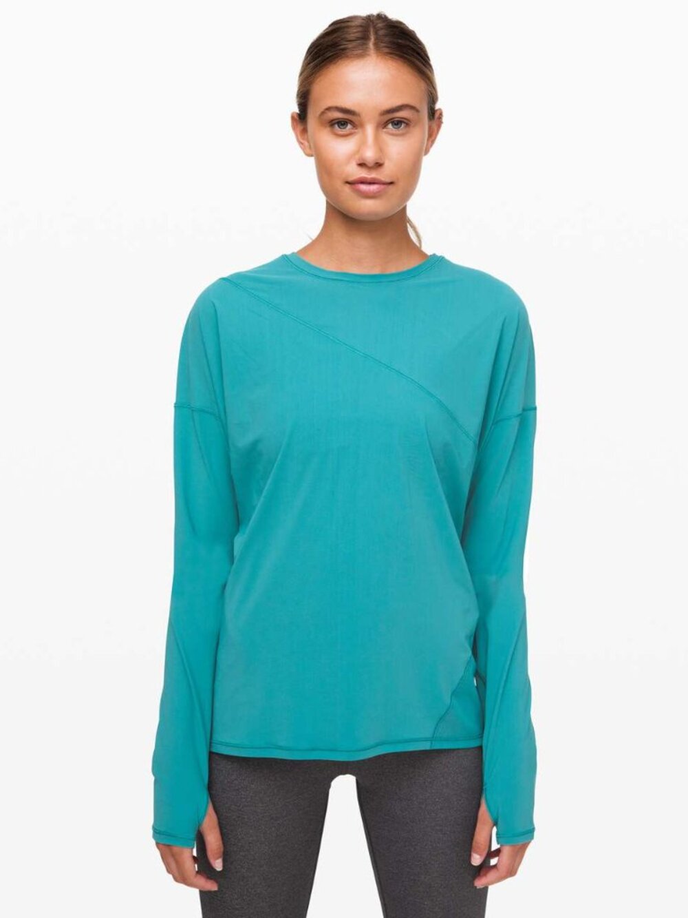 Lululemon Cross the Day Long Sleeve Ice Cave Teal 8
